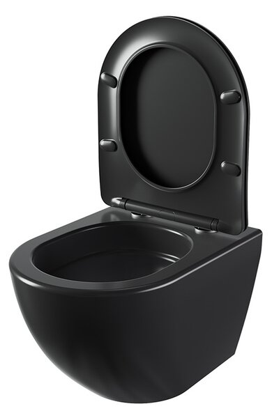 BPS-koupelny Závěsná WC mísa se SoftClose sedátkem HYD-4669, černá mat
