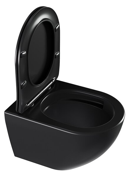 BPS-koupelny Závěsná WC mísa se SoftClose sedátkem HYD-4669, černá mat