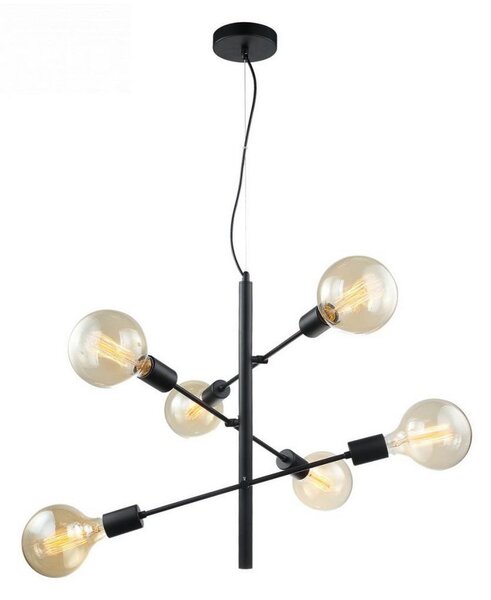 ITALUX MDM3582/6 BK - Lustr na lanku MADALYN 6xE27/40W/230V