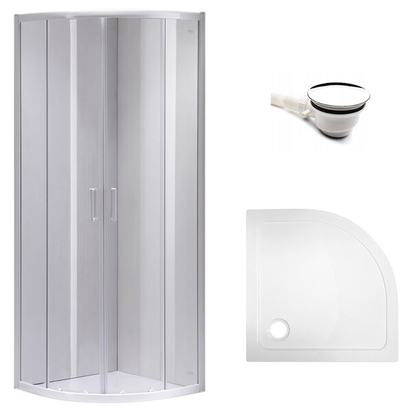 BPS-koupelny Čtvrtkruhový sprchový kout HYD-RK94A 80x80 cm bílá/transparent + vanička HYD-RSV-ST01A bílá