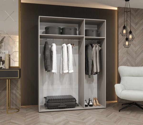 Elegantní šatní skříň 150 cm SORAYA 1 - černá / černé úchyty