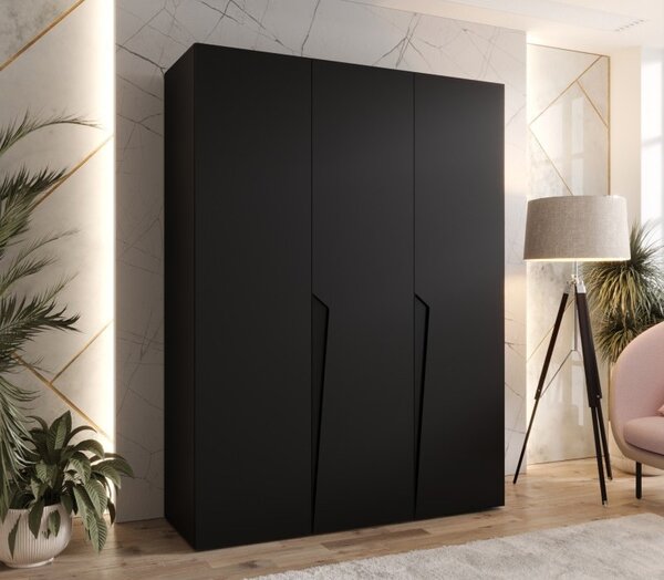 Elegantní šatní skříň 150 cm SORAYA 1 - černá / černé úchyty