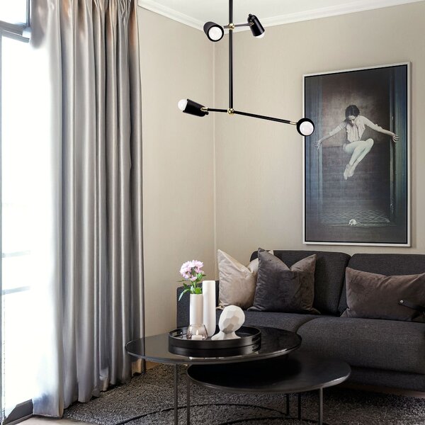 Toolight Závěsné osvětlení Modern D19 APP1708-4CP černé, zlaté