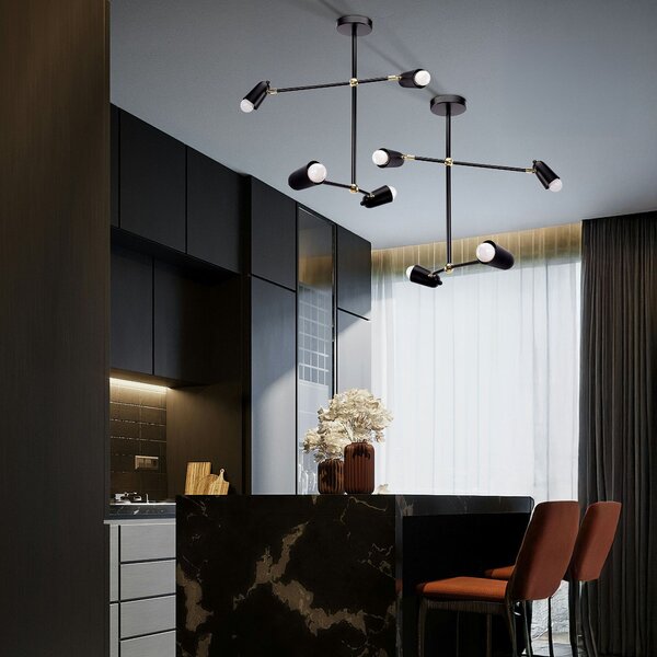 Toolight Závěsné osvětlení Modern D19 APP1708-4CP černé, zlaté
