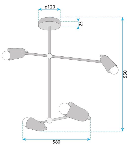 Toolight Závěsné osvětlení Modern D19 APP1708-4CP černé, zlaté