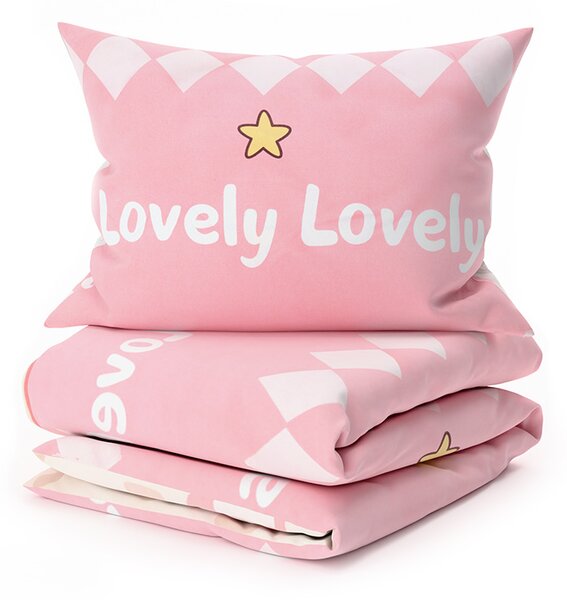 Bavlněné povlečení do postýlky AUTA LOVELY růžové
