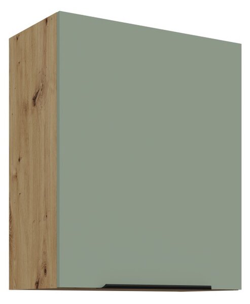 Horní kuchyňská skříňka LUNARA - šířka 60 cm, zelená / dub artisan