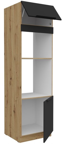 Skříň na vestavné spotřebiče LUNARA - šířka 60 cm, černá / dub artisan