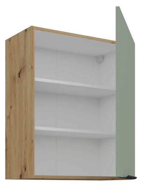 Horní kuchyňská skříňka LUNARA - šířka 60 cm, zelená / dub artisan