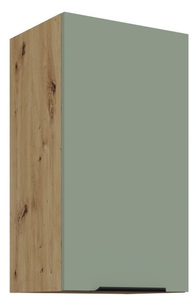 Horní kuchyňská skříňka LUNARA - šířka 40 cm, zelená / dub artisan