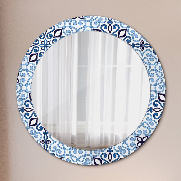 Kulaté dekorativní zrcadlo Modrý arabský vzor