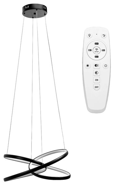 Toolight Toolight, LED stropní svítidlo 50cm, 32W + dálkové ovládání, G006-CP, černá, OSW-09747