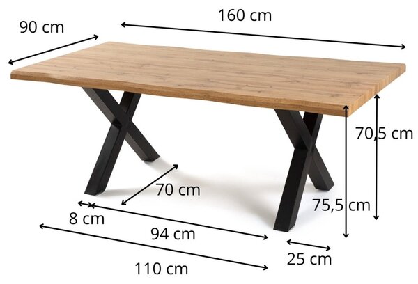 Vikio Jídelní set 4+1 160x90 cm dub, krémová látka VJS154-4K