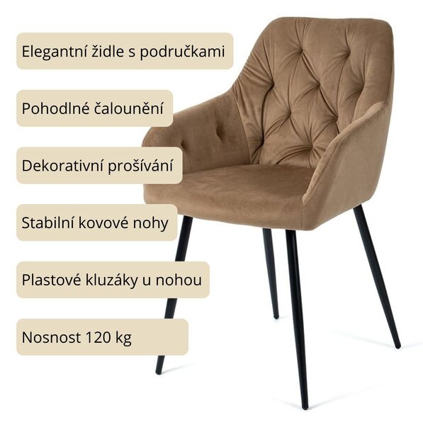 Vikio Jídelní židle čalouněná s područkami béžová HJZ106BE