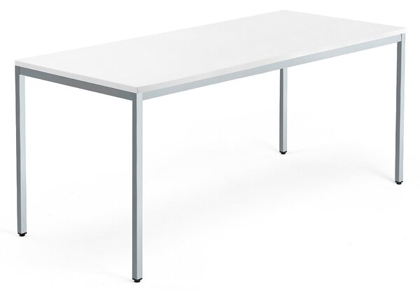 AJ Produkty Psací stůl QBUS, 4 nohy, 1800x800 mm, stříbrný rám, bílá