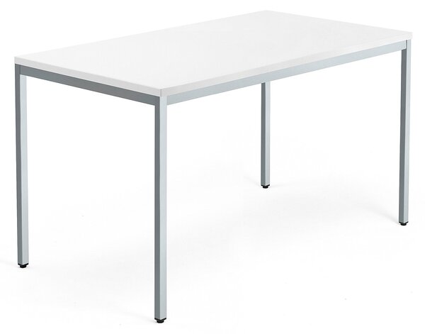 AJ Produkty Psací stůl QBUS, 4 nohy, 1400x800 mm, stříbrný rám, bílá