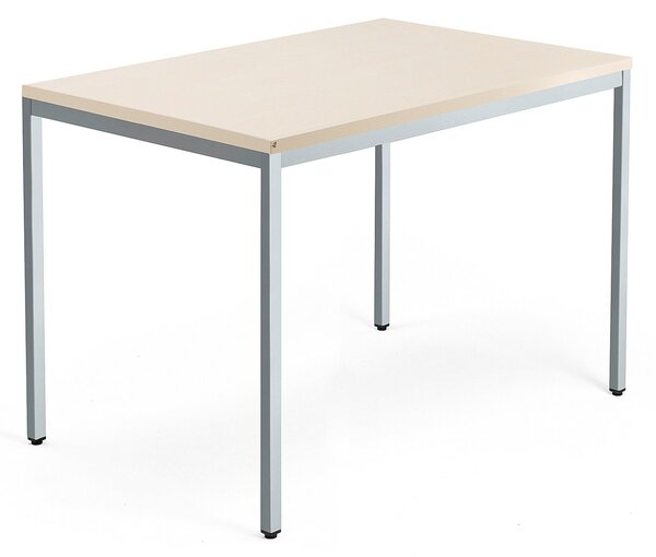 AJ Produkty Psací stůl QBUS, 4 nohy, 1200x800 mm, stříbrný rám, bříza