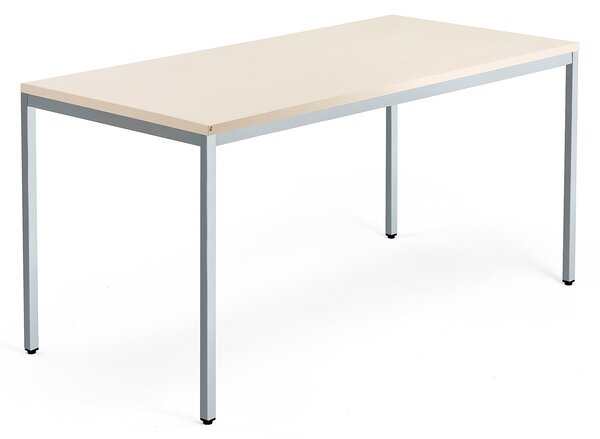 AJ Produkty Psací stůl QBUS, 4 nohy, 1600x800 mm, stříbrný rám, bříza