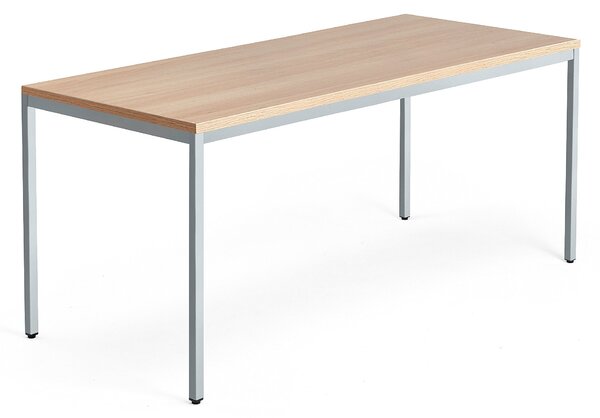 AJ Produkty Psací stůl QBUS, 4 nohy, 1800x800 mm, stříbrný rám, dub