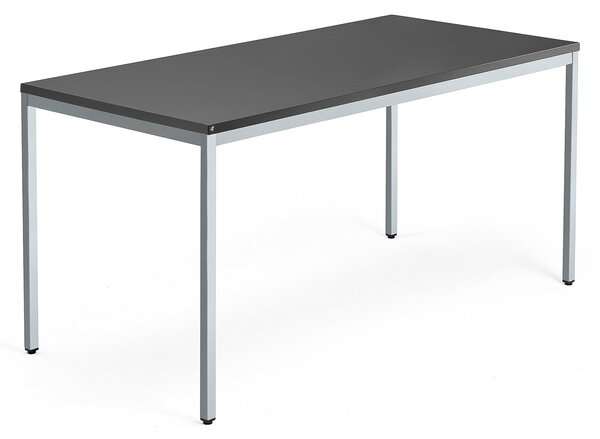 AJ Produkty Psací stůl QBUS, 4 nohy, 1600x800 mm, stříbrný rám, černá