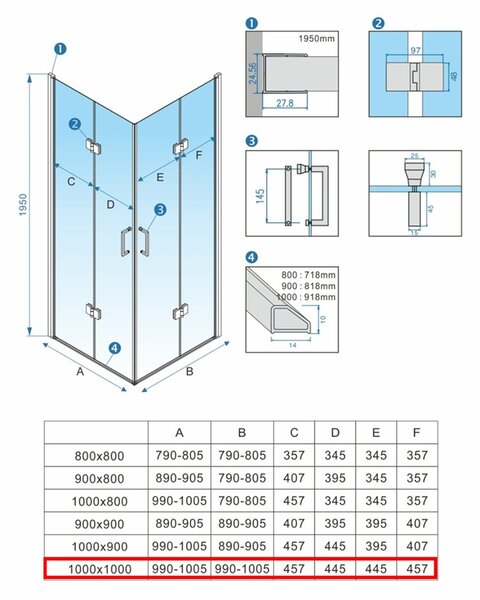 BPS-koupelny Čtvercový sprchový kout KZ08D BL 100x100 černá/transparent + vanička ST06A BL černá