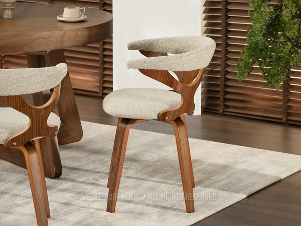 Designová židle ANELIS - béžová / ořech