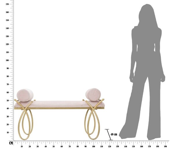 Designová lavice Nancilea 112,5 cm růžová