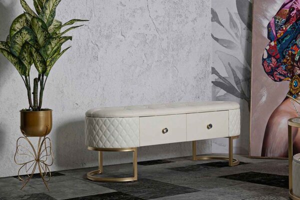 Designová lavice Pembroke 120 cm bílá