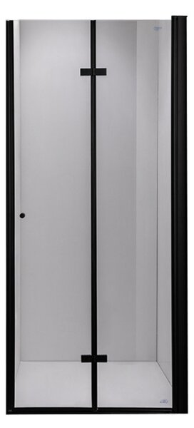 BPS-koupelny Zalamovací otočné sprchové dveře HYD-JSD01 120 - ROZBALENO - černá/transparent pro instalaci do niky - bez vaničky