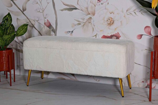 Designová lavice Caerwyn 112 cm bílá