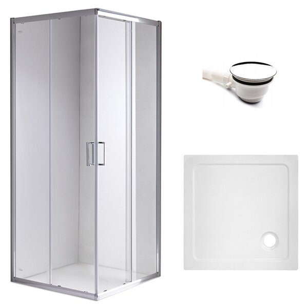 BPS-koupelny Čtvercový sprchový kout HYD-SK93D 70x70 chrom/transparent + vanička HYD-SSV-ST02C bílá
