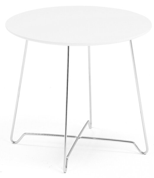 AJ Produkty Konferenční stolek IRIS, Ø500 mm, chrom, bílá deska
