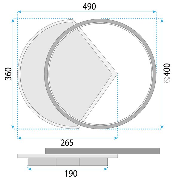 Toolight Toolight, stropní svítidlo 50cm, 30W, 3000K, LHJ076-C, černá-bílá, OSW-50037