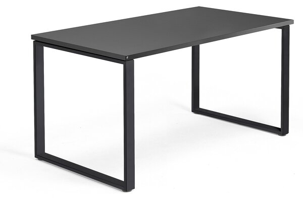 AJ Produkty Psací stůl QBUS, O-podnož, 1400x800 mm, černý rám, černá