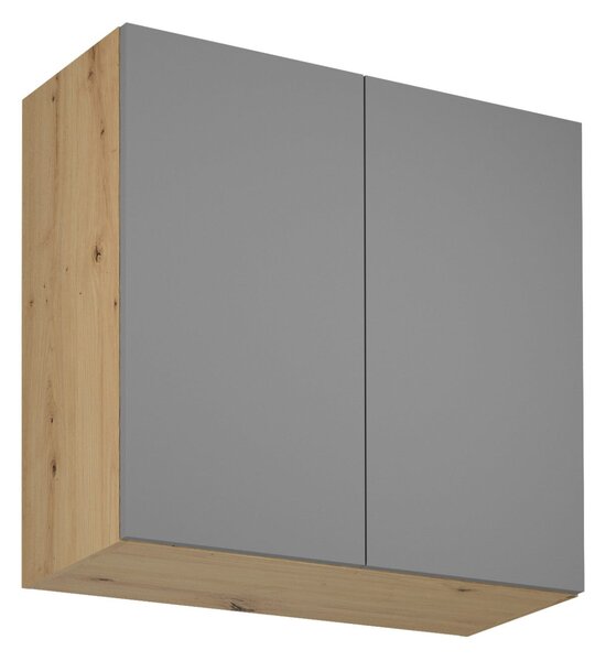 Horní kuchyňská skříňka VALEN - šířka 80 cm, dub artisan / šedobéžová