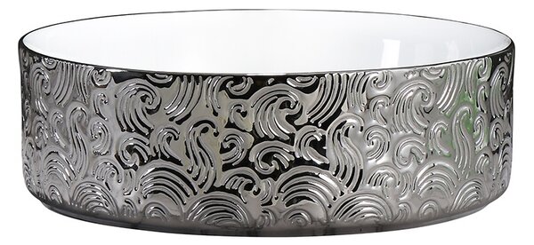 BPS-koupelny Keramické umyvadlo na desku HYD-LA-WH-SV-MOD3-360 36x36 cm, bílé/stříbrné
