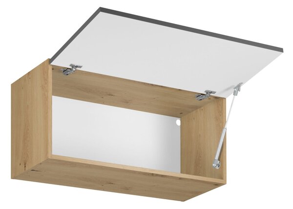 Horní skříňka s výklopnými dvířky VALEN - šířka 80 cm, dub artisan / šedá