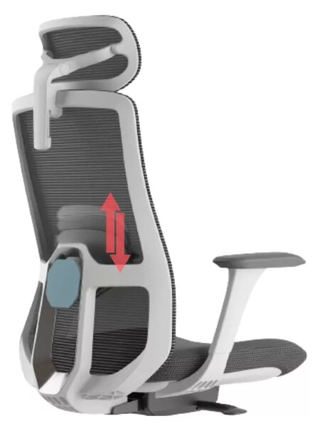 Kancelářská ergonomická židle WISDOM s podhlavníkem — síť, šedý plast, nosnost 150 kg, tmavě šedá