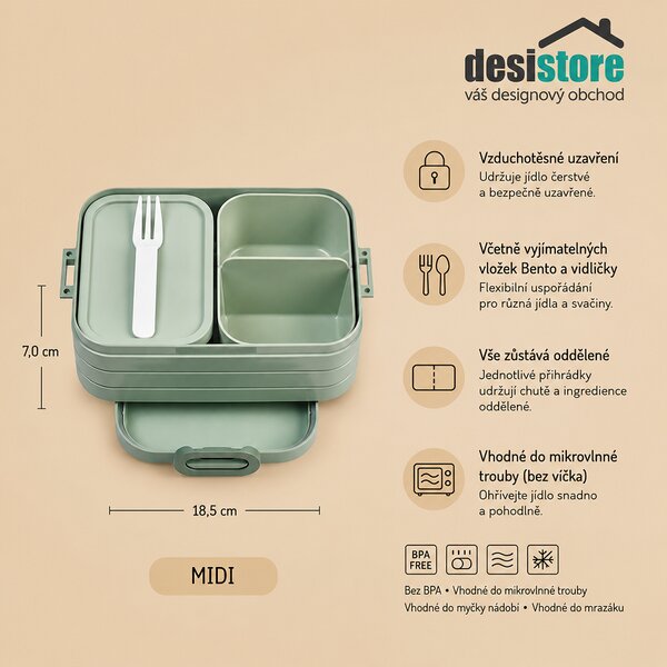 Bento svačinový box Midi 900ml, Mepal, světle modrý