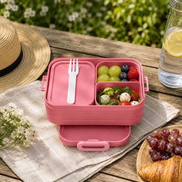 Bento svačinový box Midi, 900ml, Mepal, tmavě růžový