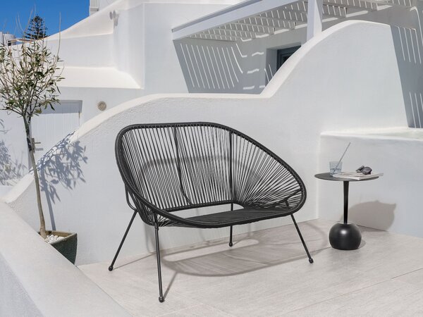 Zahradní lavice ACAPULCO II 113 cm Umělý ratan Černá
