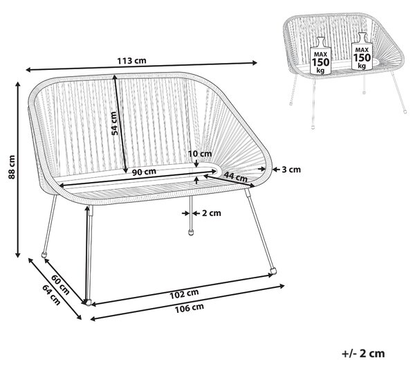 Zahradní lavice ACAPULCO II 113 cm Umělý ratan Černá