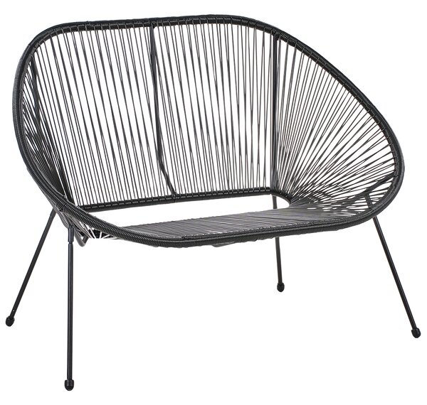Zahradní lavice ACAPULCO II 113 cm Umělý ratan Černá