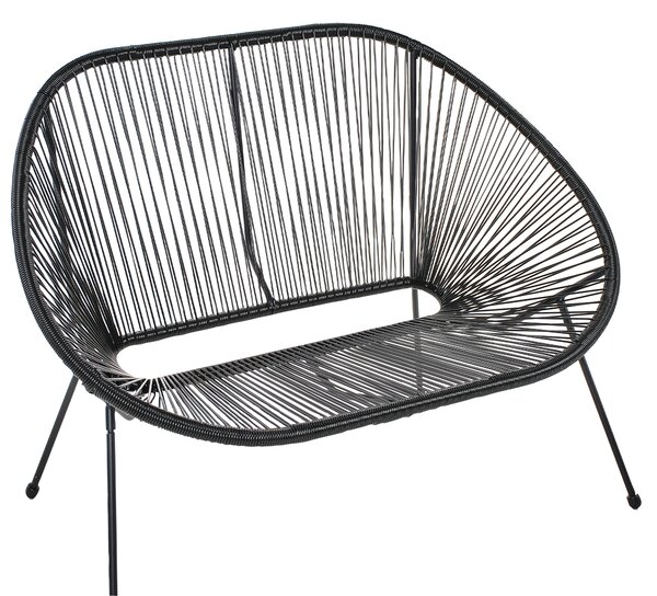 Zahradní lavice ACAPULCO II 113 cm Umělý ratan Černá