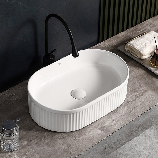 BPS-koupelny Keramické umyvadlo na desku HYD-EX-WH-490 49x31 cm, bílé