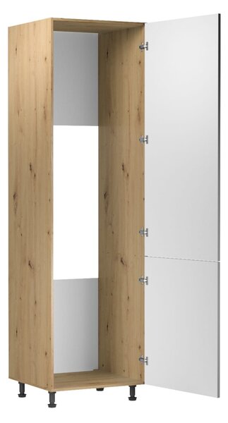 Skříň na vestavnou lednici VALEN - šířka 60 cm, dub artisan / šedobéžová