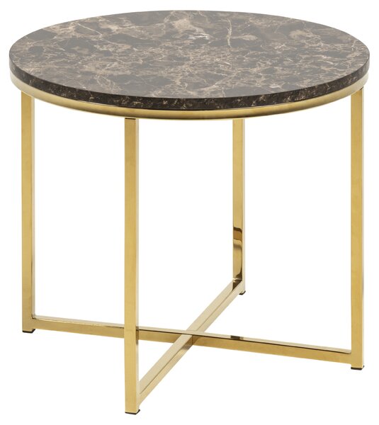 Actona Kulatý hnědo-zlatý odkládací stolek Bisoli, 50x50x42,7 cm