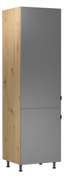 Skříň na vestavnou lednici VALEN - šířka 60 cm, dub artisan / šedobéžová