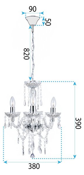 Toolight Rea, Stropní svítidlo EBT006-3CP TRANSPARENT, OSW-01241