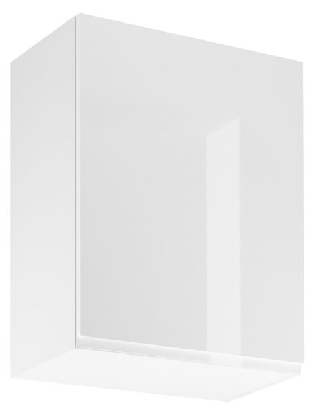 Horní kuchyňská skříňka ARBOR - šířka 60 cm, lesklá bílá / bílá, pravé provedení